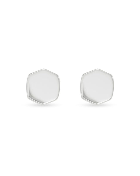 Davis Hexagon Stud Earrings in Sterling Silver