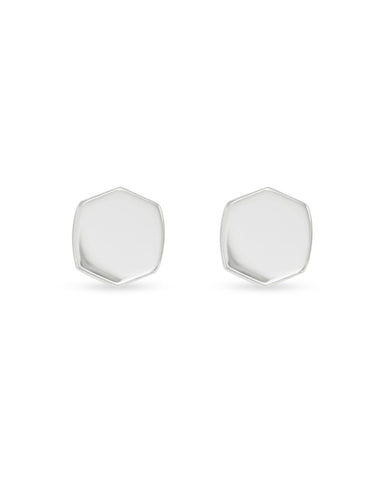 Davis Hexagon Stud Earrings in Sterling Silver