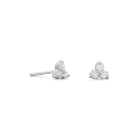 Tri CZ Stud Earrings
