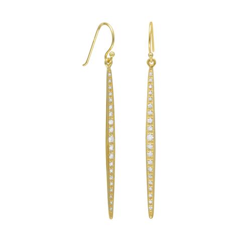 Gold Plated CZ Stick Earrings on French Wire