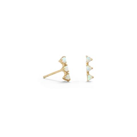 Gold Plated Mini Triangle Synthetic Opal Stud Earrings