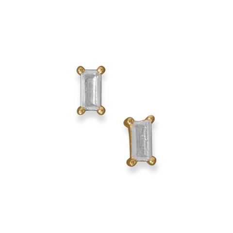 Gold Plated Baguette Stud Earrings