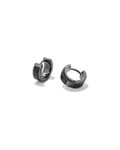 Jack Gunmetal Huggie Earrings in Black Spinel