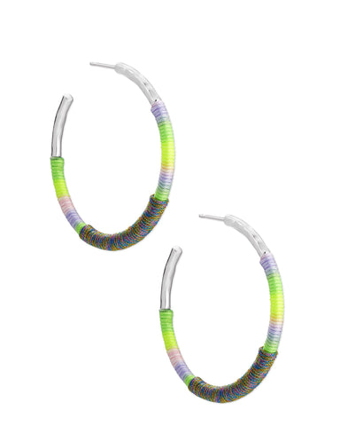 Masie Silver Hoop Earrings In Lilac Mix Paracord