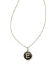 Silver Disc Letter Pendant Necklace in Black Mother of Pearl