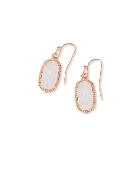 Lee Rose Gold Drop Earrings in Iridescent Drusy