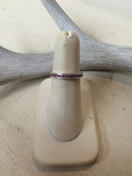 Pink Tourmaline and White Gold Band