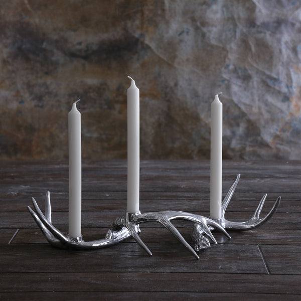 WESTERN Antler Candlestick Set of 3 in Silver