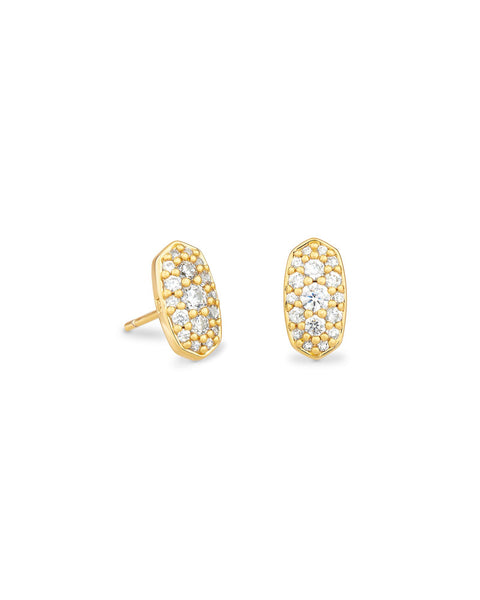 Grayson Gold Stud Earrings in Crystal