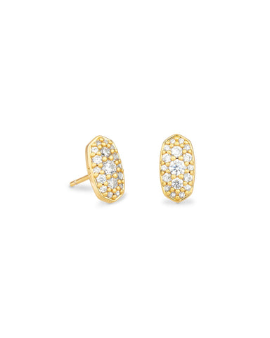 Grayson Gold Stud Earrings in Crystal