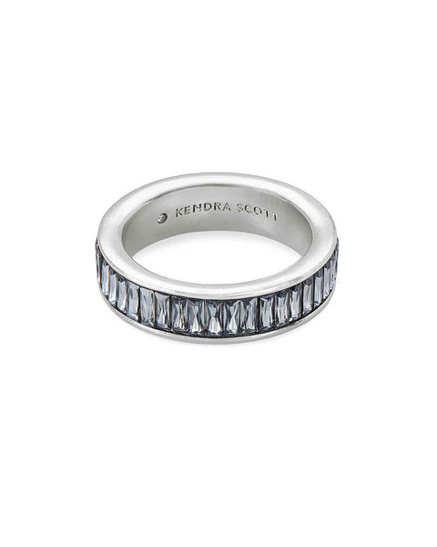 Jack Silver Band Ring in Gray Crystal