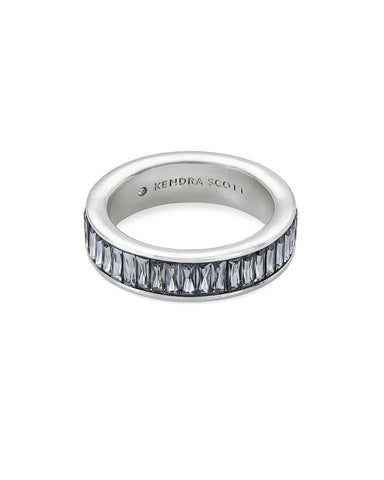 Jack Silver Band Ring in Gray Crystal