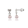 Sterling Silver Crystal Heart and Pearl Dangle Earrings