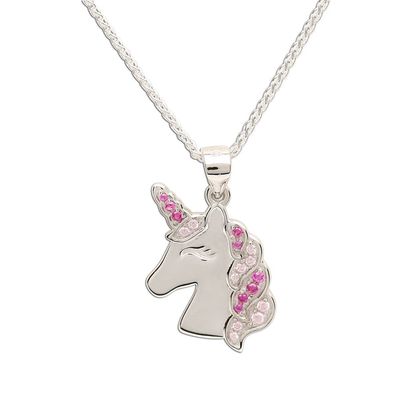 Sterling Silver Pink Unicorn Necklace