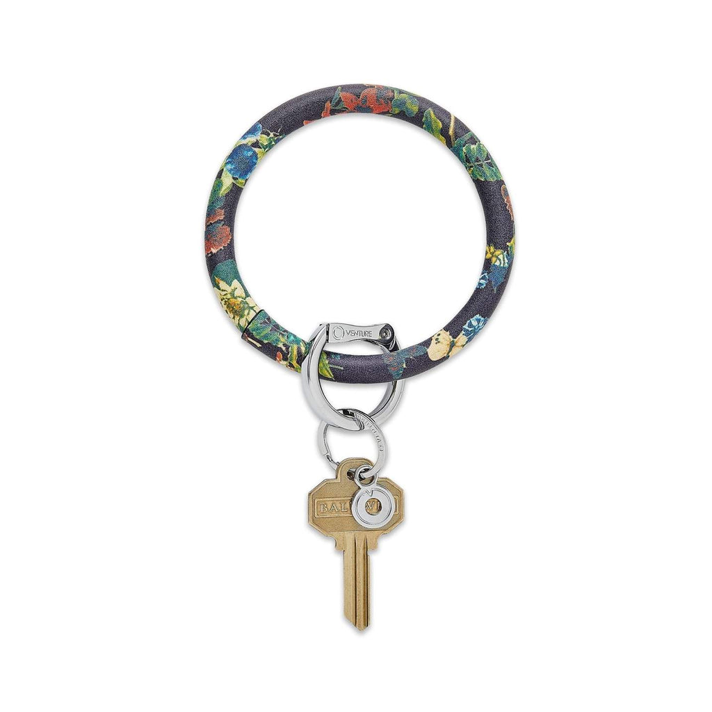 Leather Big O Keyring | Floral