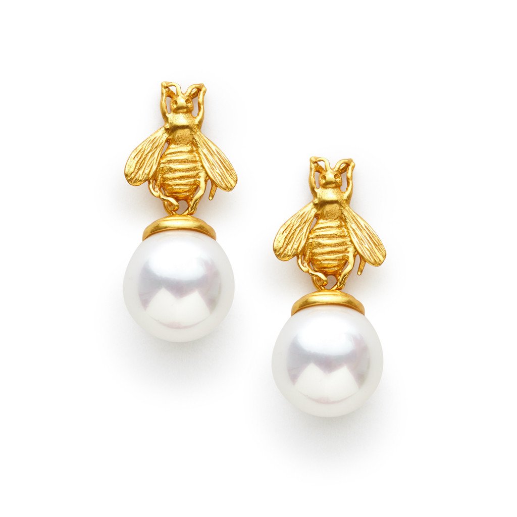 Bee Pearl Drop Earrings