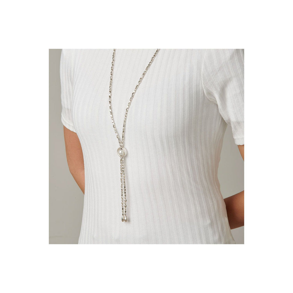 Make A Wish Pearl & Silver Long Necklace