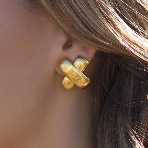 Catalina X Clip-On Gold Earrings