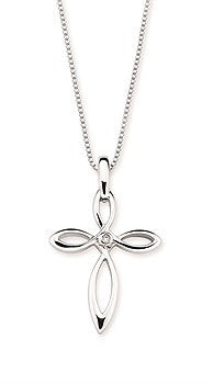 Sterling Silver Diamond Cross Pendant