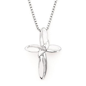 Sterling Silver Diamond Cross Pendant