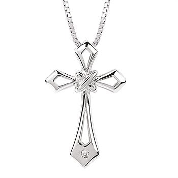 Sterling Silver Diamond Cross Necklace
