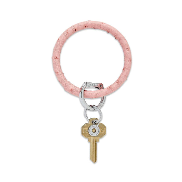 Dusty Rose Ostrich Leather Big O Keyring