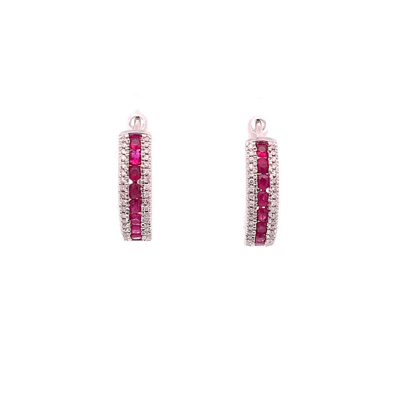 Ruby & Diamond Hoop Earrings