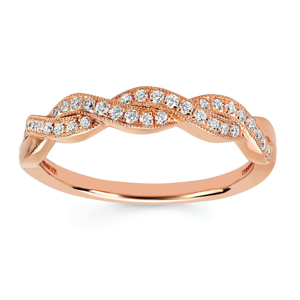 Intertwined Diamond Rose Gold Band