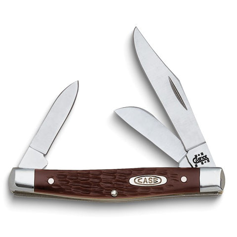 Case Synthetic Handle Brown Handle Medium Stockman Pocket Knife with Tru-Sharp Stainless Steel Blades