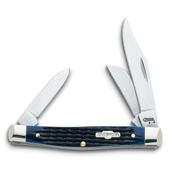 Case Blue Bone Handle Medium Stockman Pocket Knife with Tru-Sharp Stainless Steel Blades