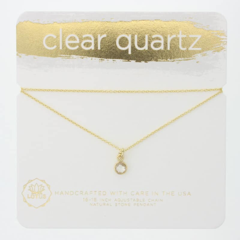 Clear Quartz Gem Carded Necklace