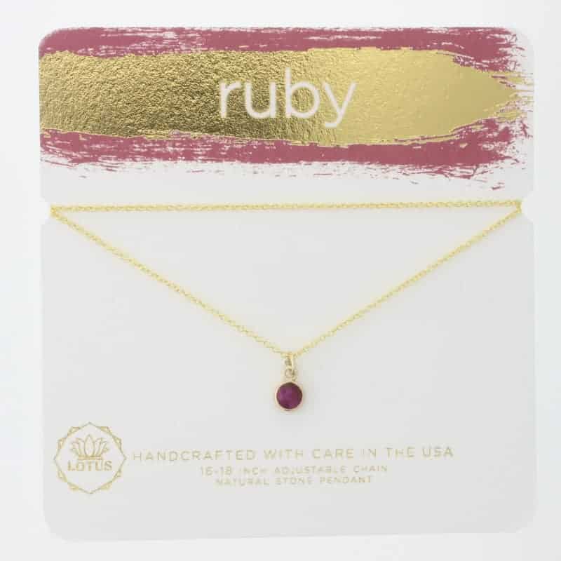 Ruby Gem Carded Necklace