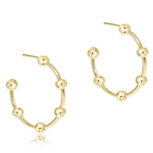 Beaded Simplicity Post Hoop Earrings - 4mm Gold