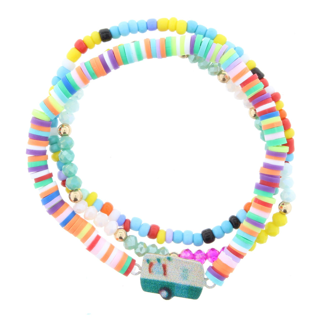Sassy Bracelet Set in Multi-Color with Camper Charm
