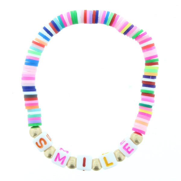 Kids Multi-Color Word Rubber Disk Bracelet