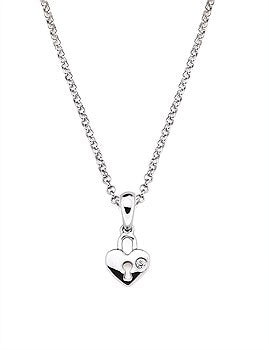 Little Diva Heart with Lock Diamond Pendant Necklace