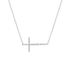 Sideways Large CZ Cross Necklace