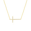 Sideways Large CZ Cross Necklace