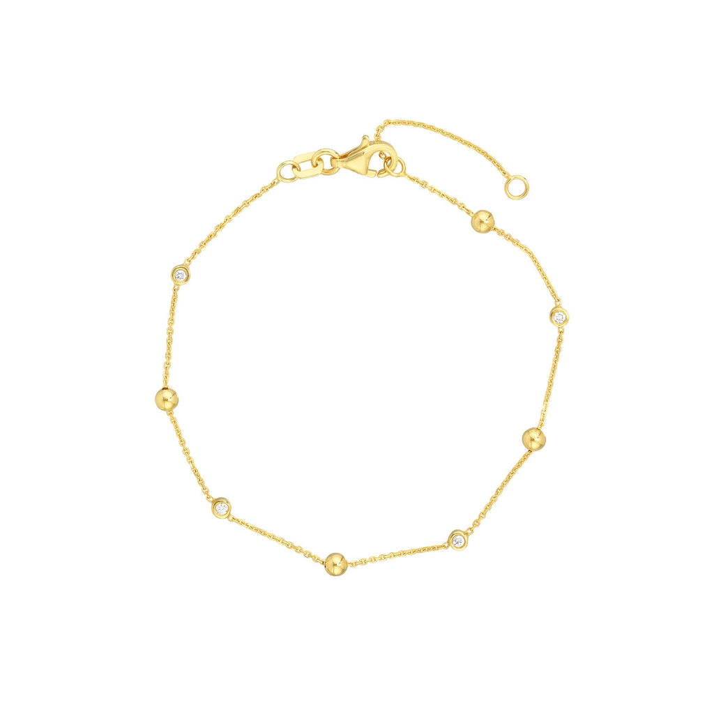 Diamond & Gold Bead Station Bracelet