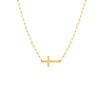 Sideways Cross Necklace with Paperclip Chain