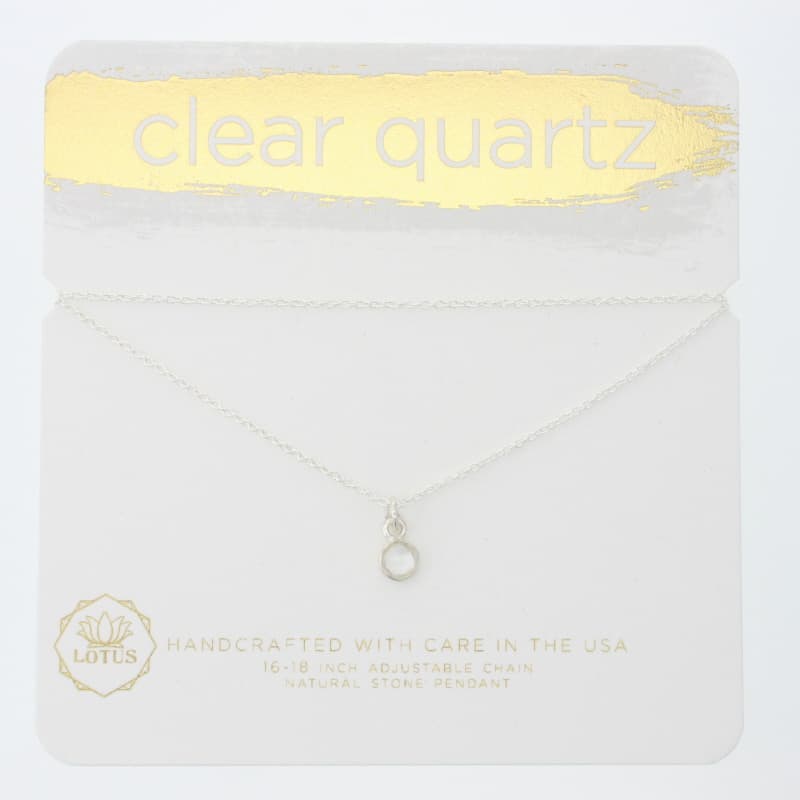 Clear Quartz Gem Carded Necklace