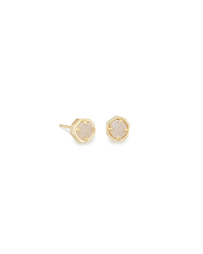 Nola Gold Stud Earrings In Iridescent Drusy | forum.iktva.sa