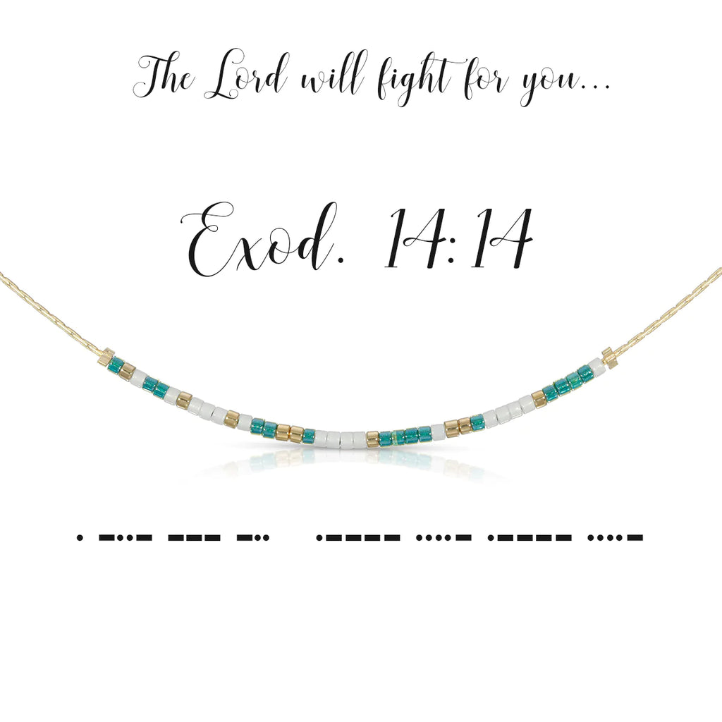 Exodus 14:14 {The Lord Will Fight For You} Morse Code Necklace