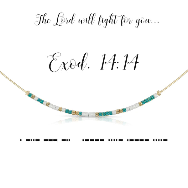 Exodus 14:14 {The Lord Will Fight For You} Morse Code Necklace