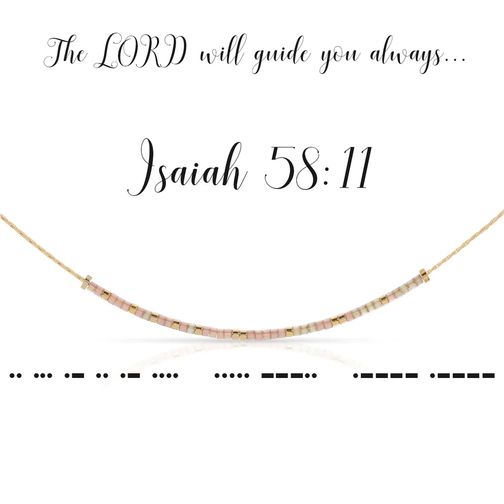 Isaiah 58:11 {The Lord will Guide you Always} Morse Code Necklace