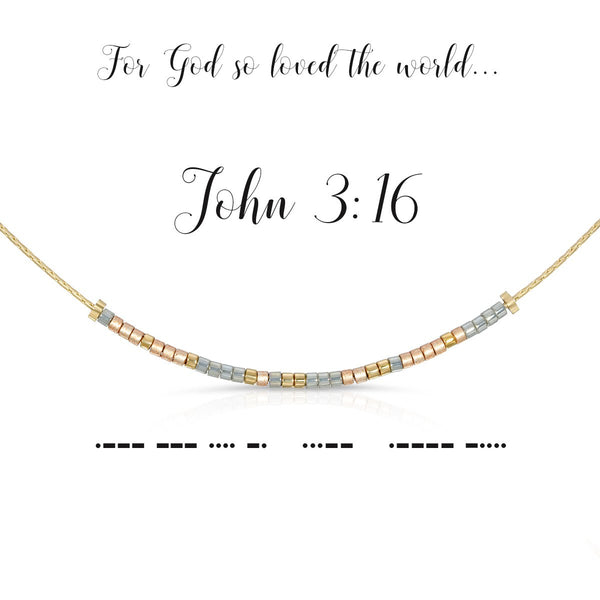 John 3:16 {For God so loved the world...} | Morse Code Necklace