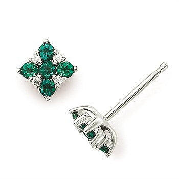 Emerald and Diamond Stud Earrings