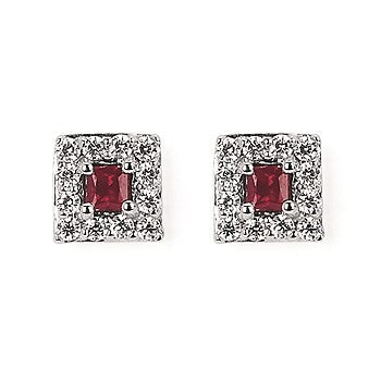 Ruby and Diamond Stud Earrings