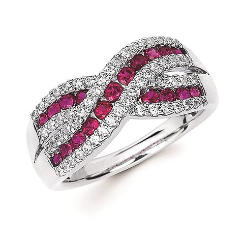 Ruby & Diamond Criss Cross Ring