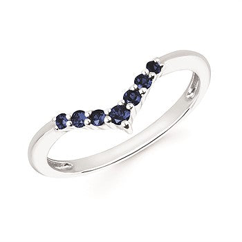 V Accent Band in Blue Sapphire